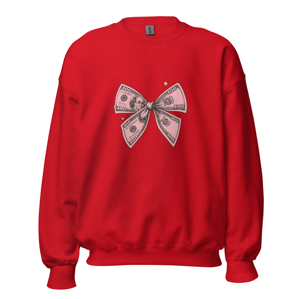 Aesthetic Pink Dollar Bow Sweatshirt