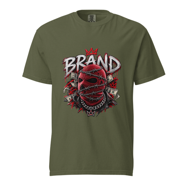 Barbed Wire Grunge Graphic Olive T-shirt
