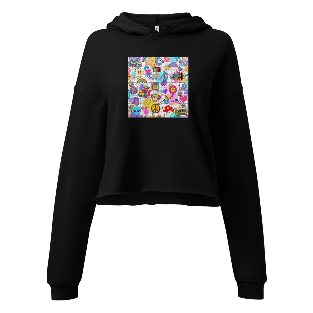 Cropped hoodie with trippy collage 