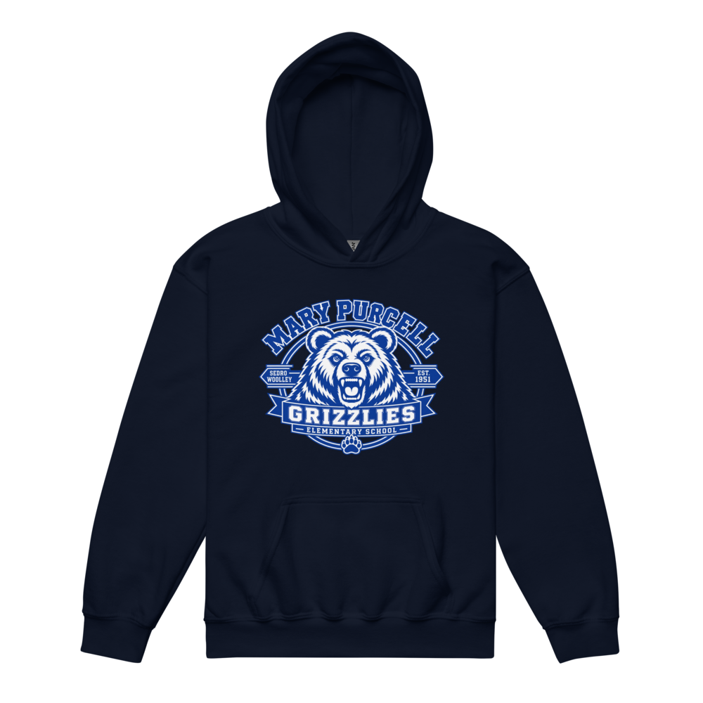 Kids Hooded Sweatshirt with Grizzly Design