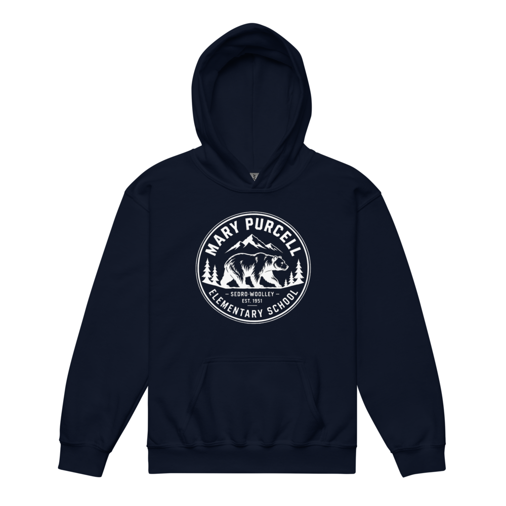 Kids Hooded Sweatshirt with White Mountains Design
