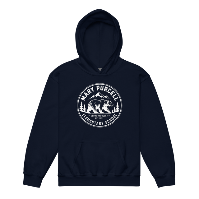Kids Hooded Sweatshirt with White Mountains Design