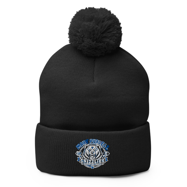 Pom Beanie with Grizzly Design