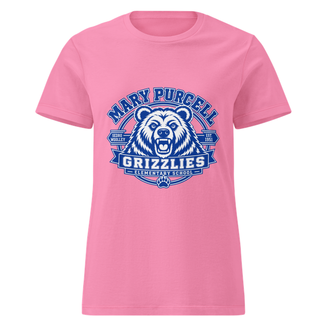 Women's Short Sleeved T Shirt with Grizzly Design