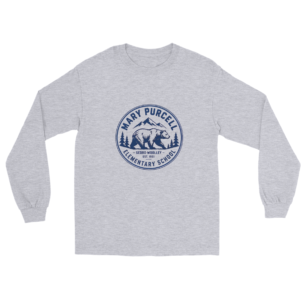 Adult Long Sleeve T Shirt w Blue Mountains Design