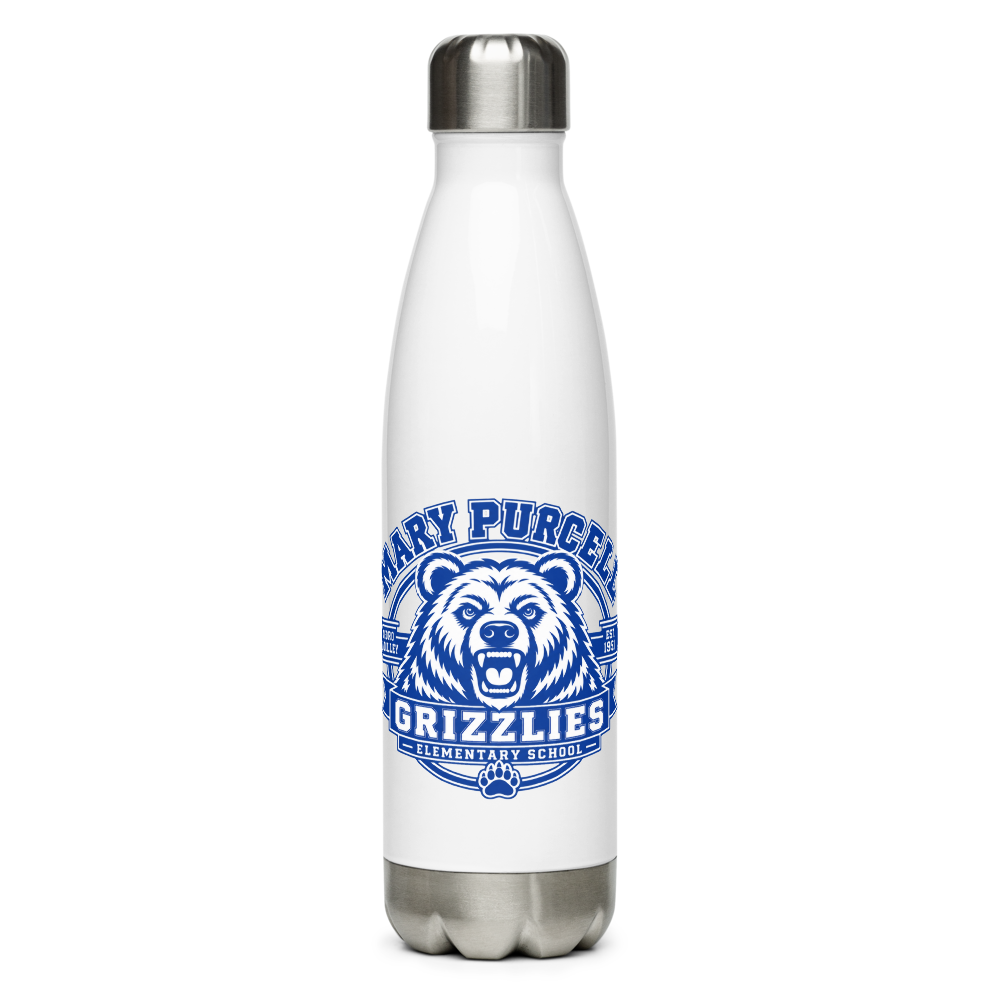 Steel Water Bottle with Grizzly Design