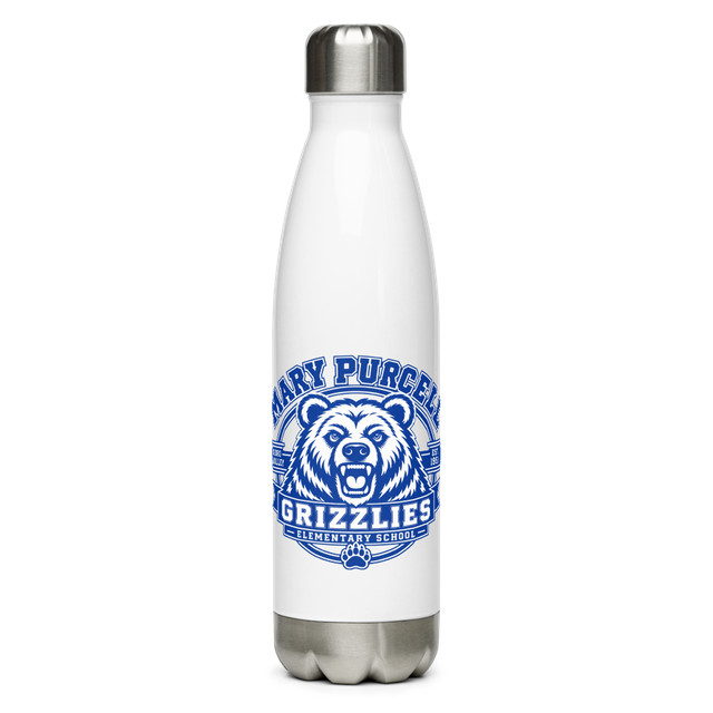 Steel Water Bottle with Grizzly Design