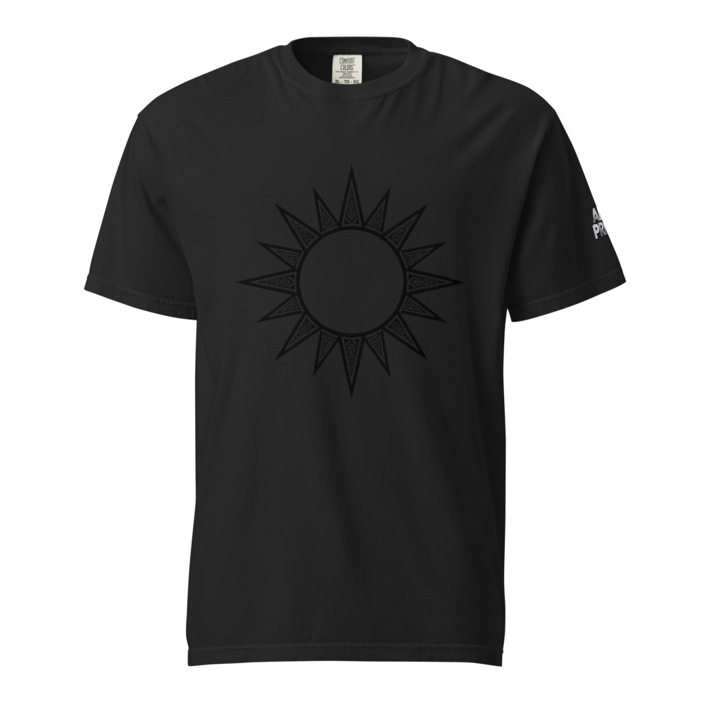 Alpha Print Black Sun Graphic Streetwear T-Shirt