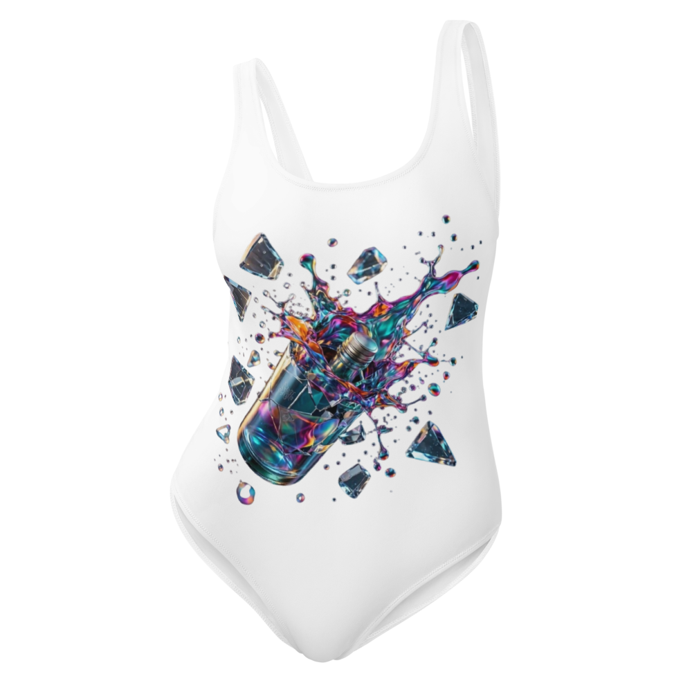 Alpha Print AI Shattered Glass One-Piece Swimsuit