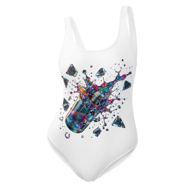 Alpha Print AI Shattered Glass One-Piece Swimsuit