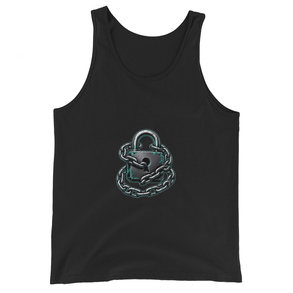 Alpha Print Grunge Chain Padlock Men Tank Top