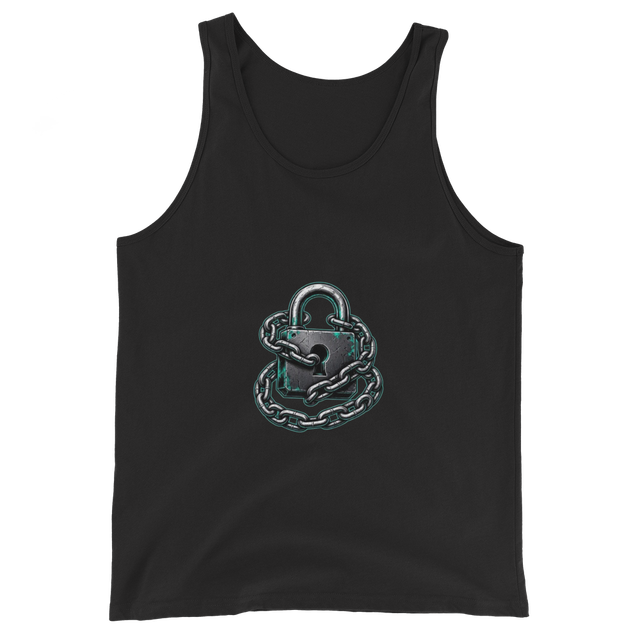 Alpha Print Grunge Chain Padlock Men Tank Top