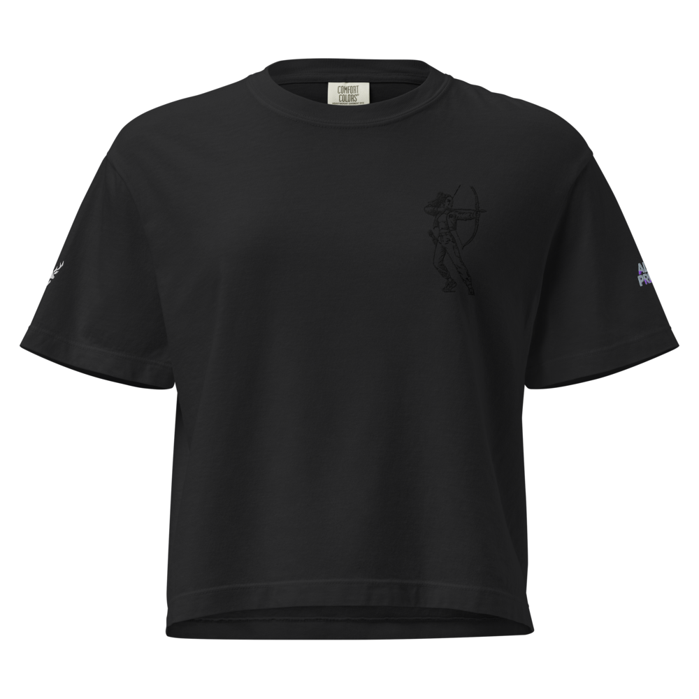 Alpha Print Women Boxy Black Graphic Streetwear Te