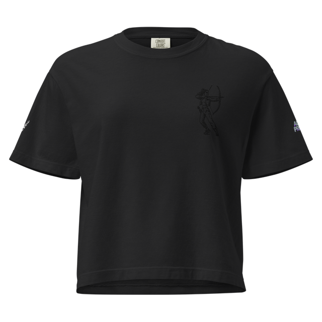 Alpha Print Women Boxy Black Graphic Streetwear Te