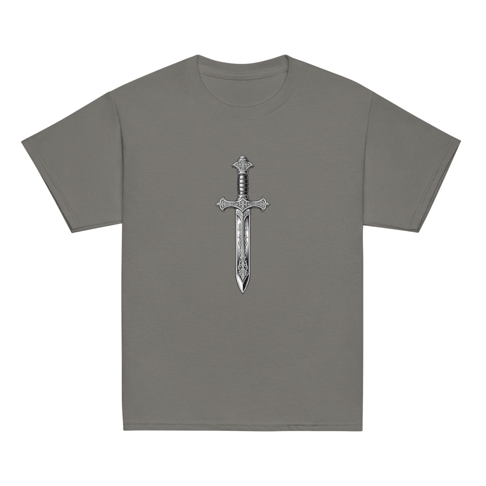 Alpha Print Grey Sword Graphic Streetwear T-Shirt