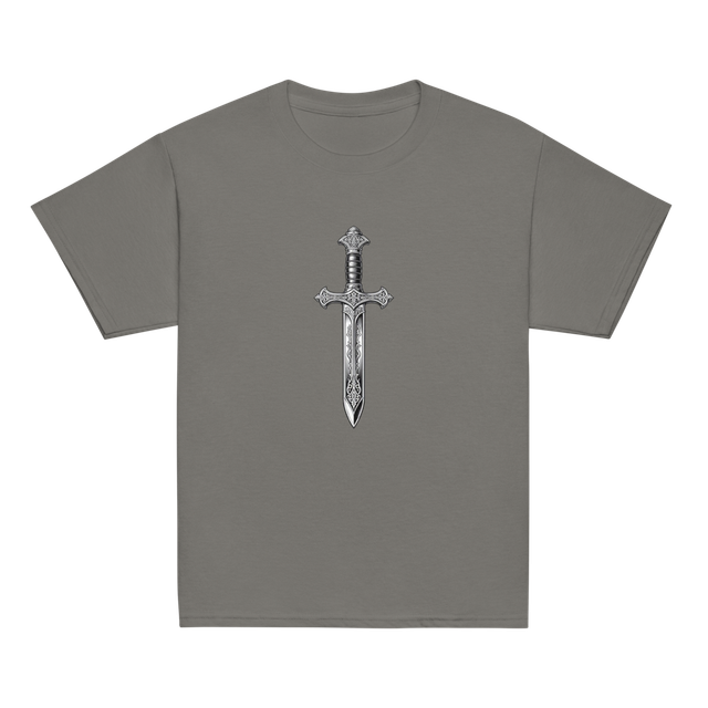 Alpha Print Grey Sword Graphic Streetwear T-Shirt