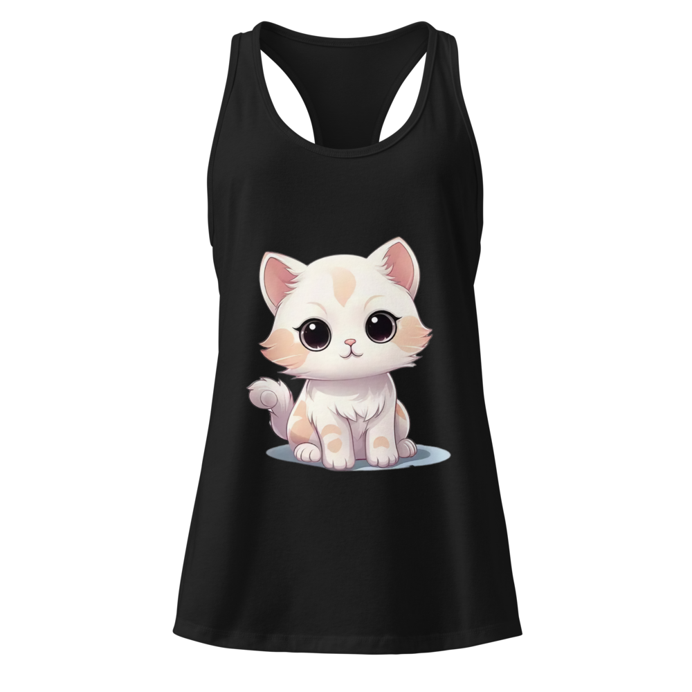 Alpha Print Women Cute Cat Graphic Racerback Tank