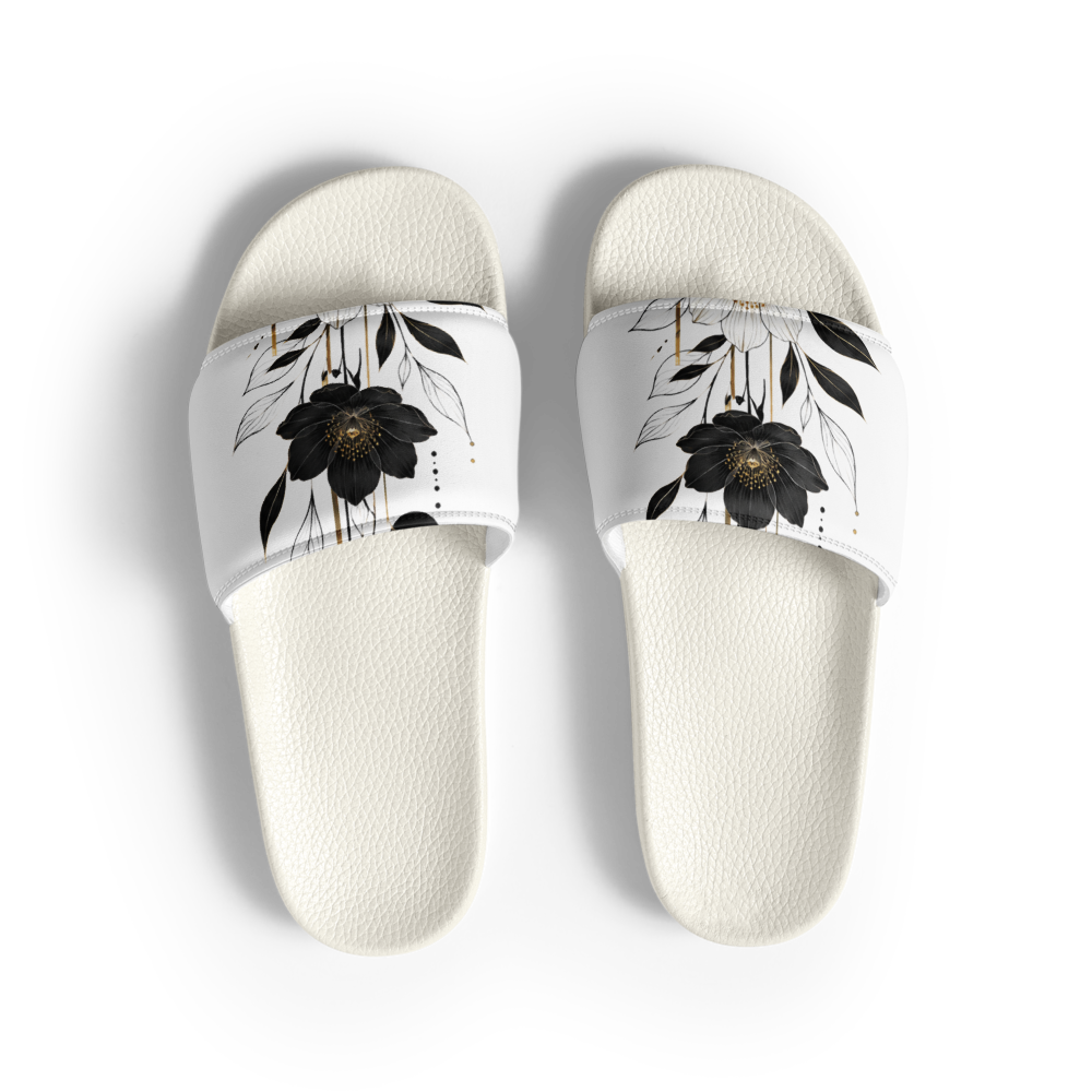 Monochrome Floral Elegance Women's Slides 