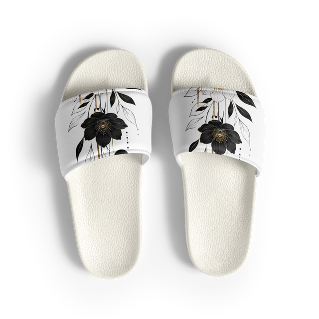 Monochrome Floral Elegance Women's Slides