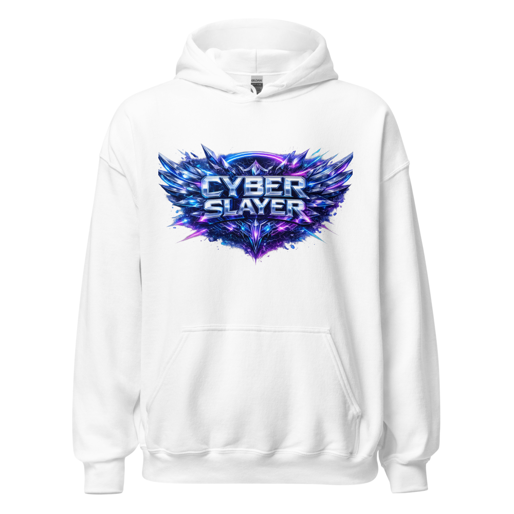 Cyber Slayer – Premium 3D Chrome Typography Hoodie