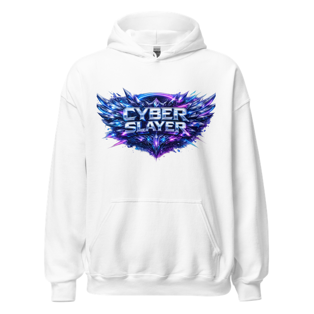 Cyber Slayer – Premium 3D Chrome Typography Hoodie