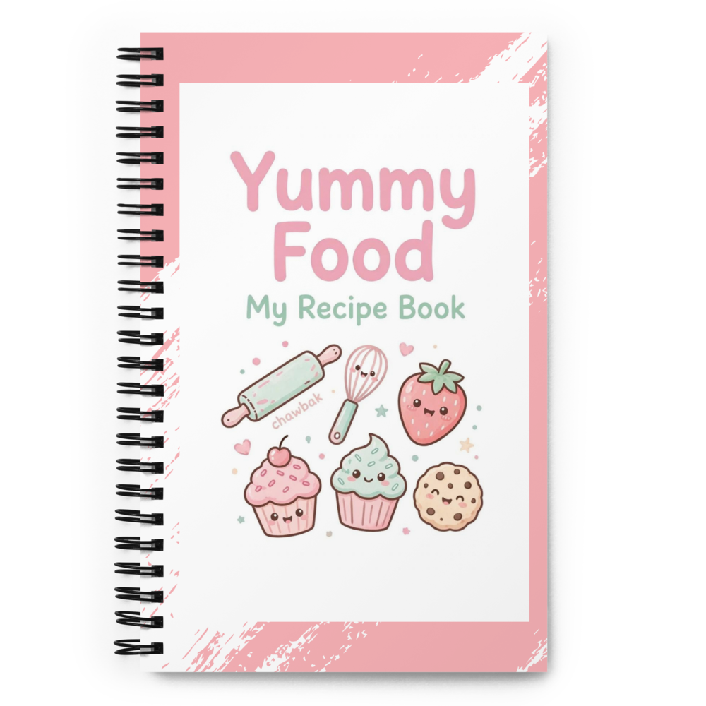 Yummy Food - My Recipe Book | Cute Spiral Notebook