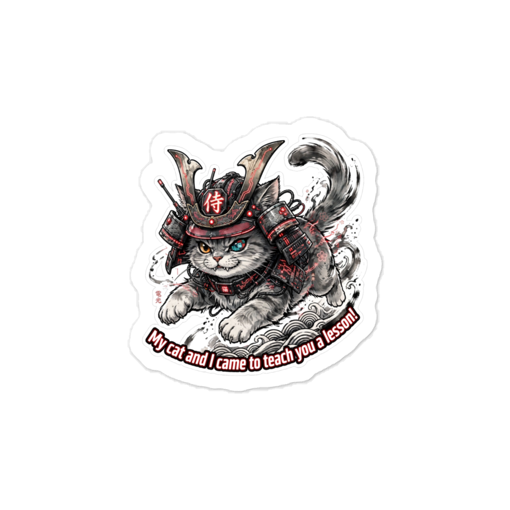 Cyberpunk Samurai Cat "Teach You A Lesson" Sticker