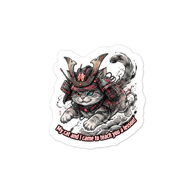 Cyberpunk Samurai Cat "Teach You A Lesson" Sticker