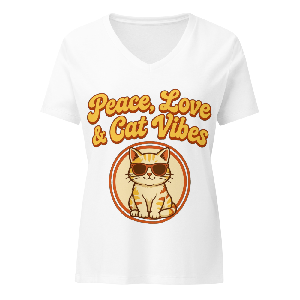 Retro "Peace, Love & Cat Vibes" Double-Sided Tee