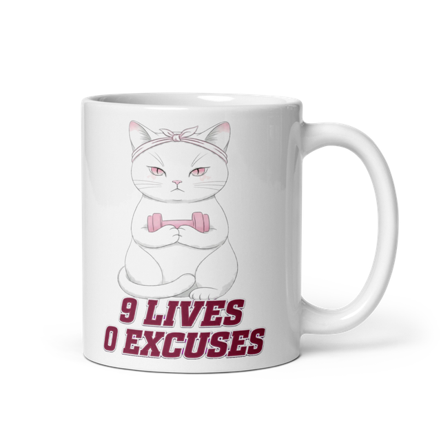 9Lives,0Excuses Premium Gym Cat Ceramic Coffee Mug