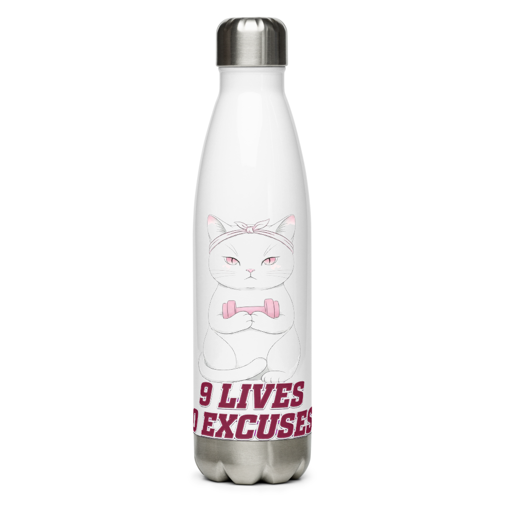 9 Lives,0 Excuses Premium Fitness Gym Water Bottle
