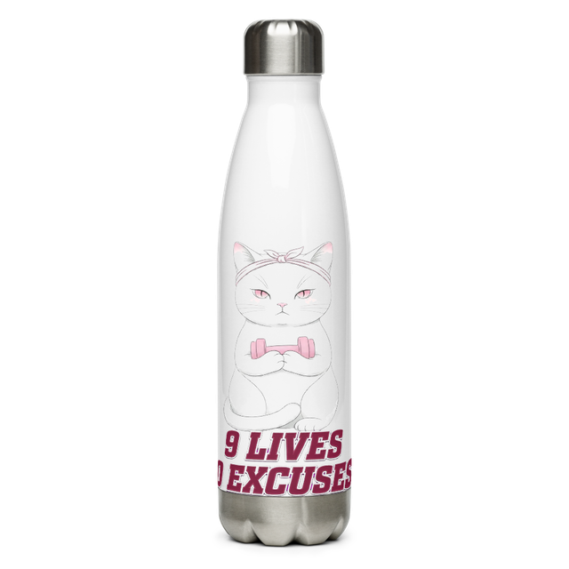 9 Lives,0 Excuses Premium Fitness Gym Water Bottle