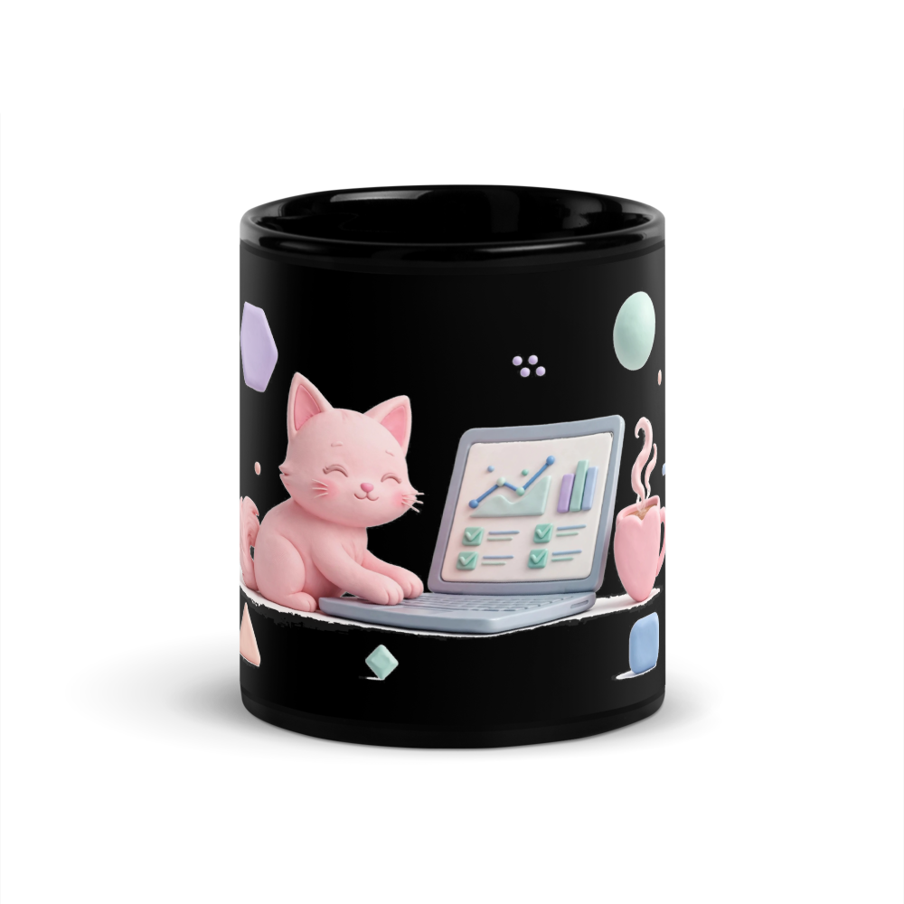 3D Cozy Office Cat - Pastel Workspace Mug