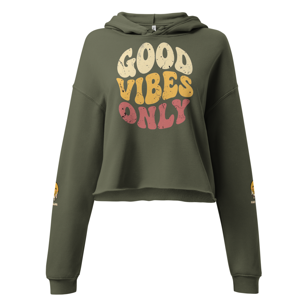 Good Vibes Only Retro Cropped Hoodie