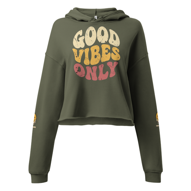 Good Vibes Only Retro Cropped Hoodie