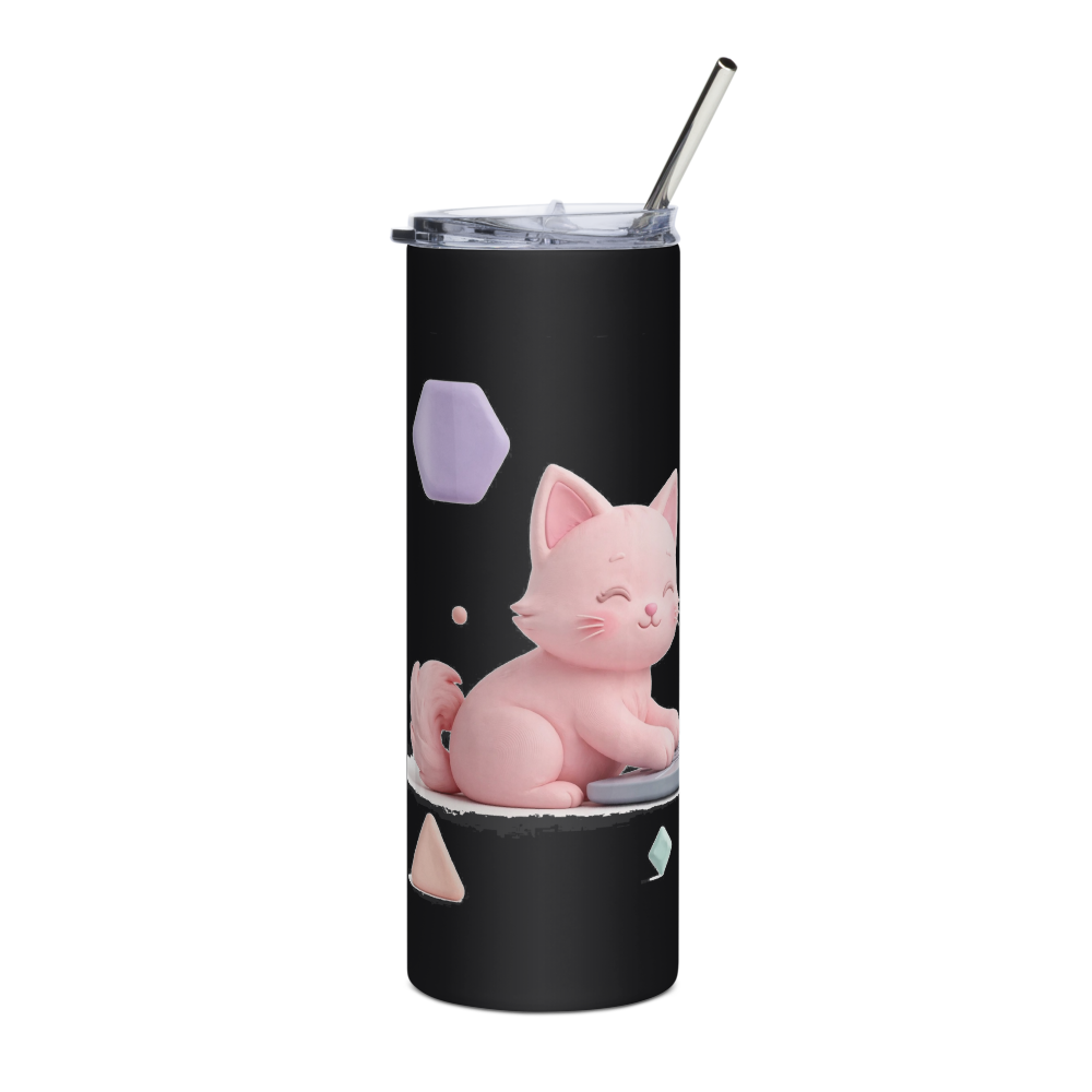 3D Cozy Office Cat Stainless Steel Mug