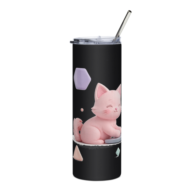3D Cozy Office Cat Stainless Steel Mug
