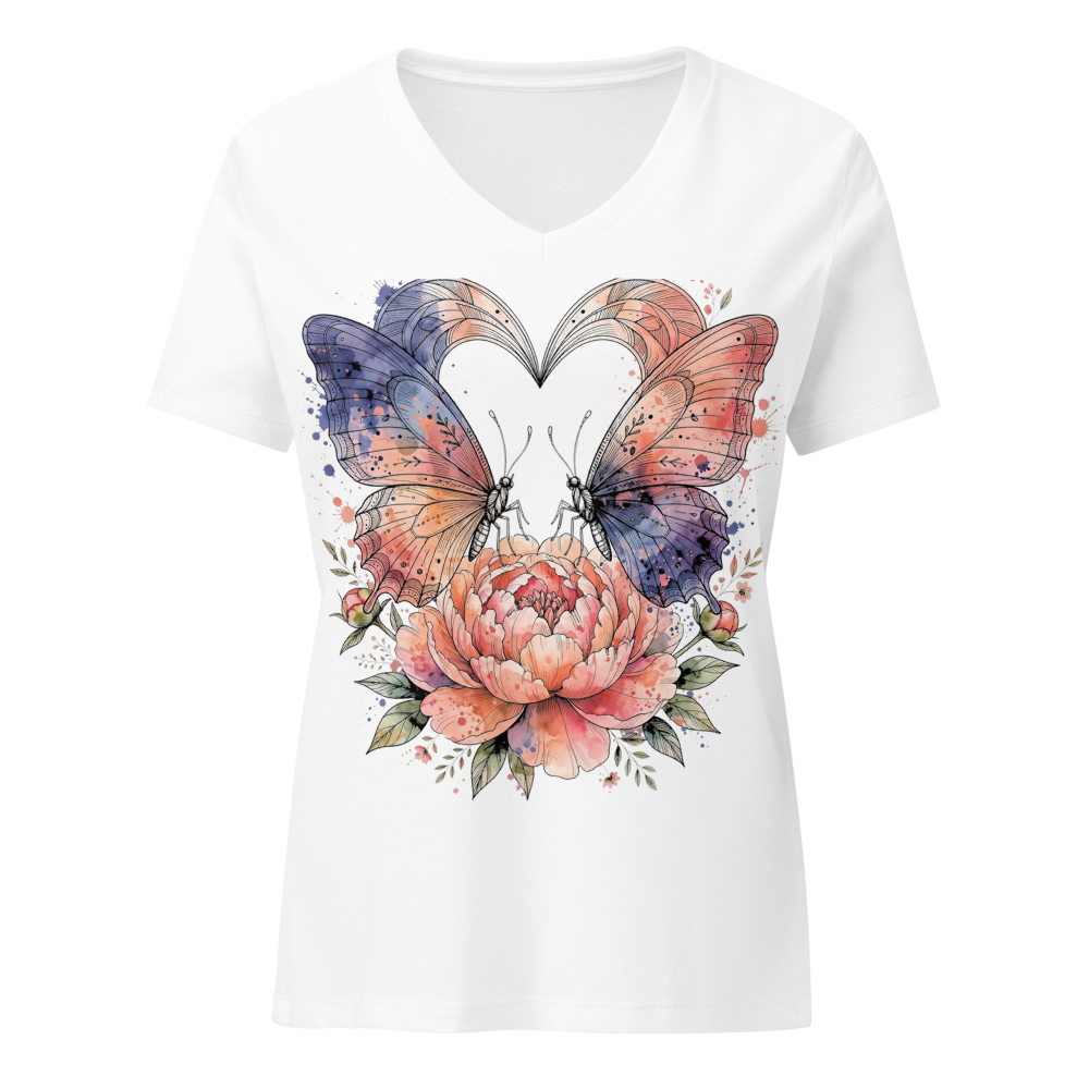 Harmony of Hearts - Aesthetic Floral Butterfly Tee