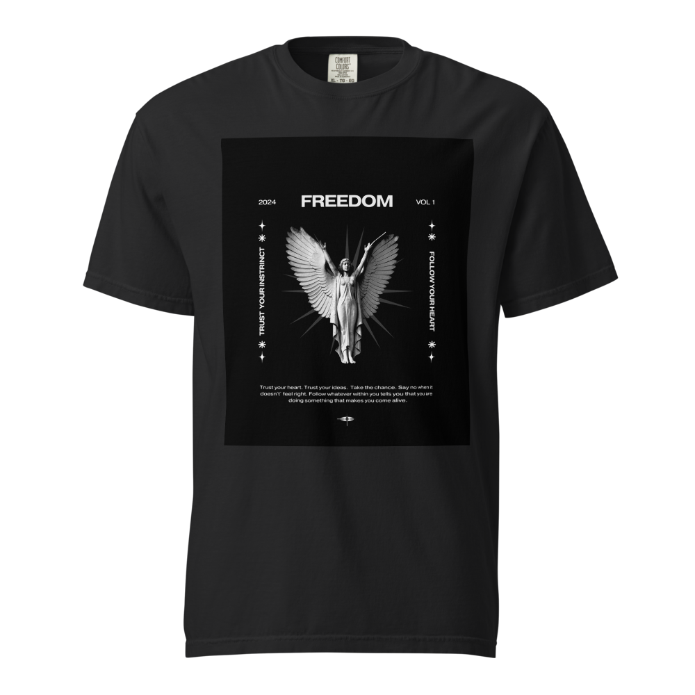 Freedom Angel Wings Black White T-Shirt