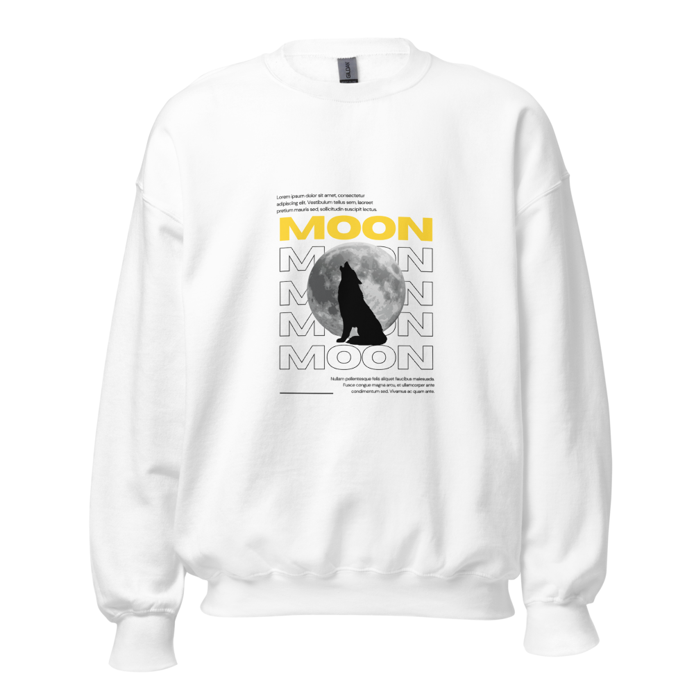 White Moon Wolf Graphic Sweatshirt | Aesthetic