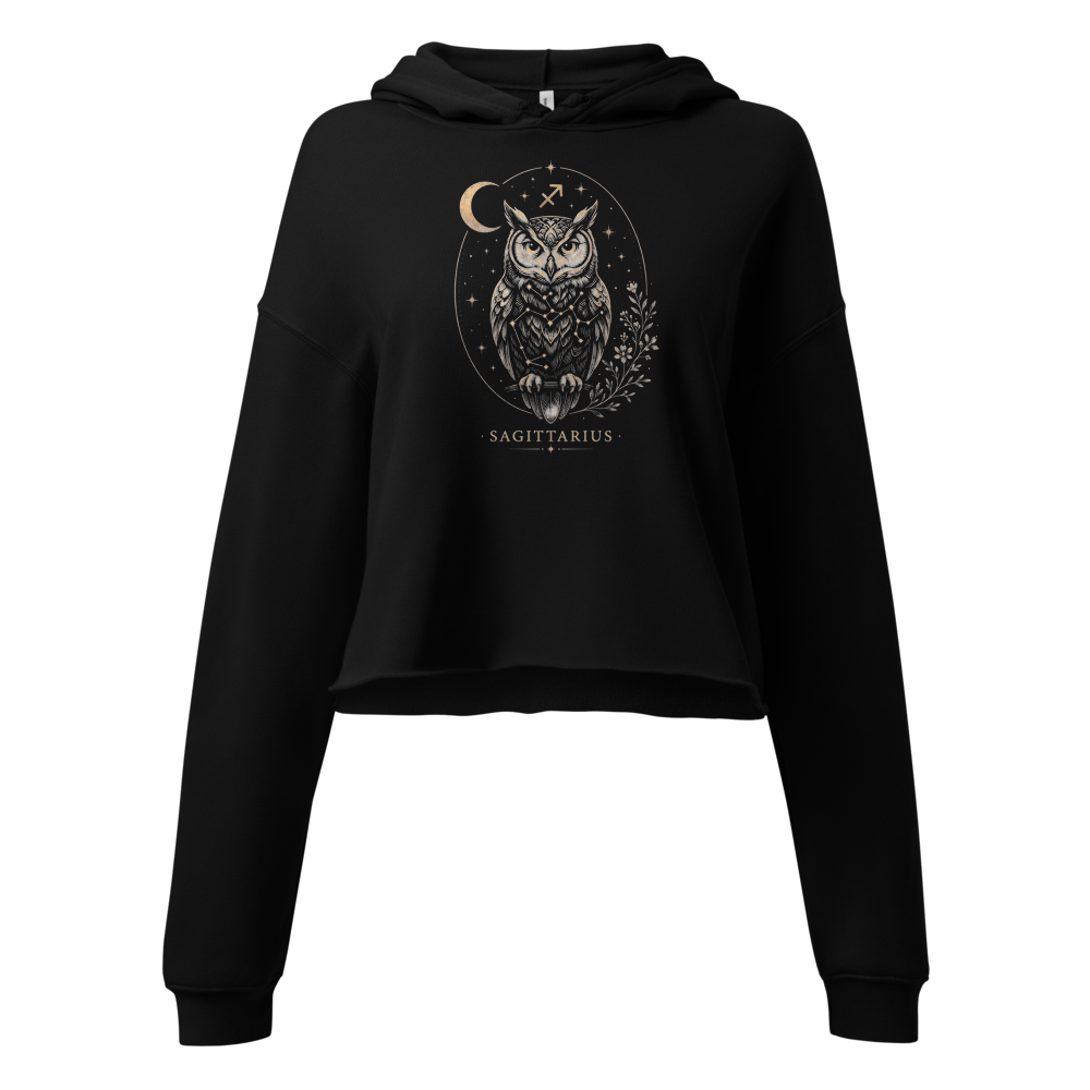 Sagittarius owl cropped hoodie 