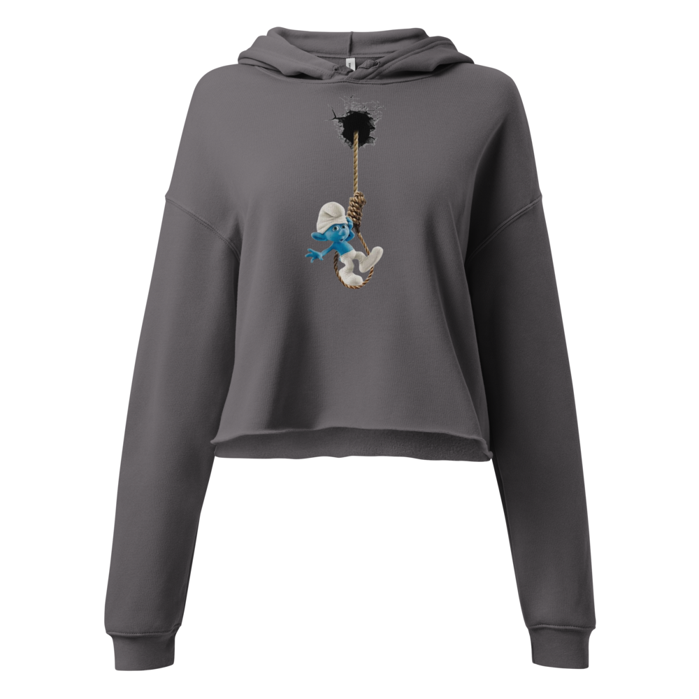 Smurf Hanging Cropped Hoodie - Funny Meme
