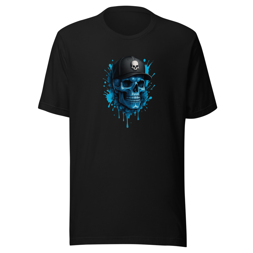 Blue Dripping Skull Cap T-Shirt