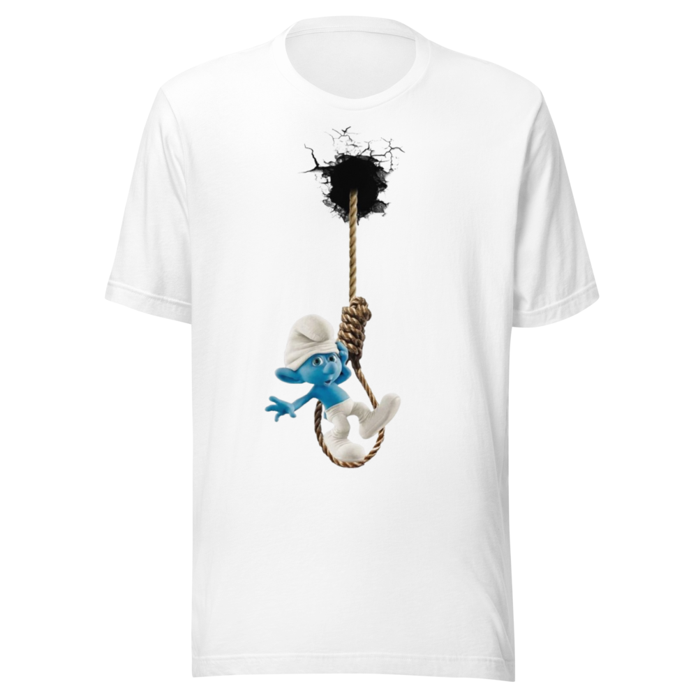 Smurf Hanging Ripped Tee - Funny Meme T-shirt