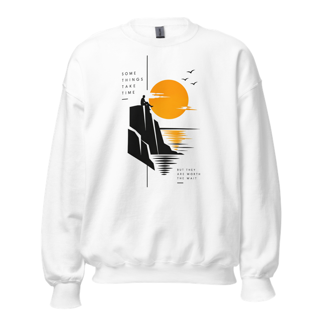 Something take time. White sweatshirt crew neck