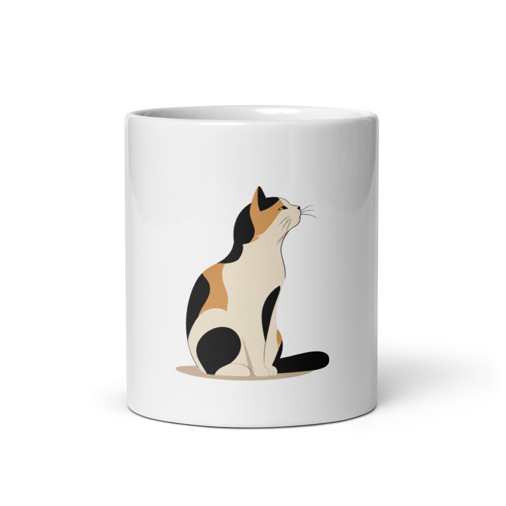 Cat illustration. White mug