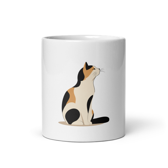 Cat illustration. White mug