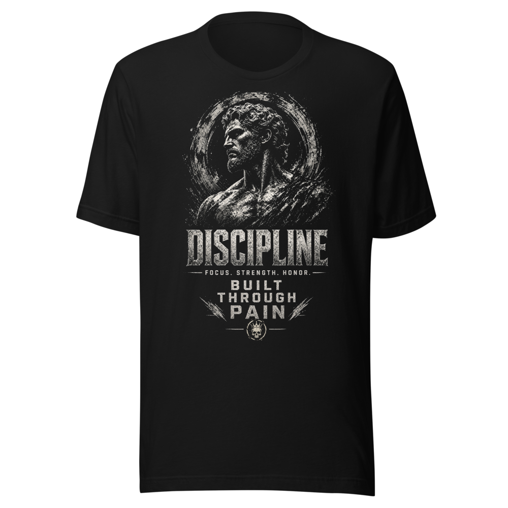 Discipline – Built Through Pain Stoic Gym Tee