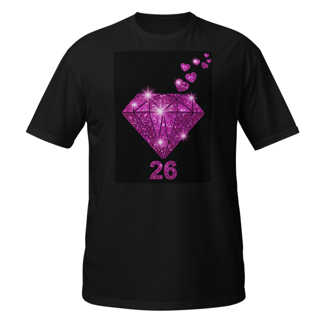 Black shirt pink diamond