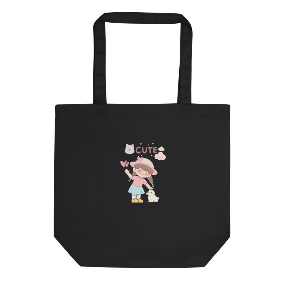 Pastel Kawaii Puppy Tote Bag – Cute Cartoon Girl S